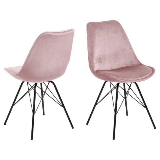Krzesło tapicerowane LUKE różowe - nogi czarne - Zdjęcie 2