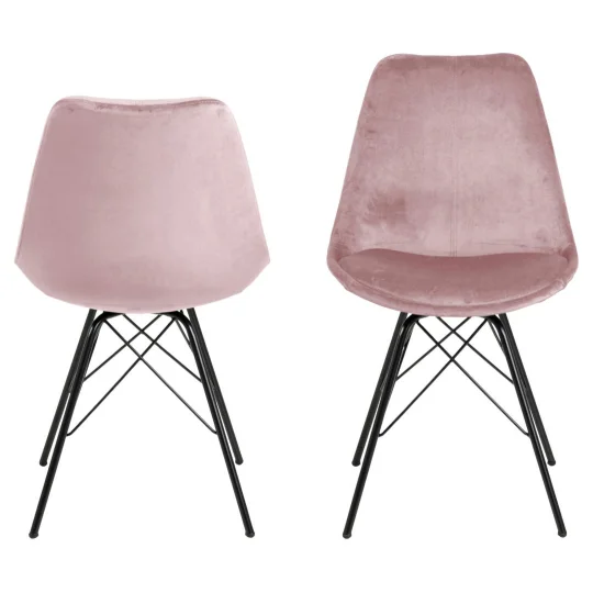 Krzesło tapicerowane LUKE różowe - nogi czarne - Zdjęcie 3
