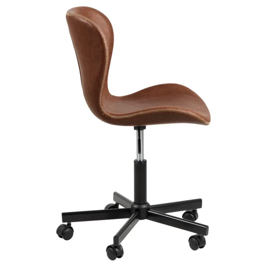 Krzesło biurowe z ekoskóry obrotowe ZIA brązowe - Zdjęcie 4