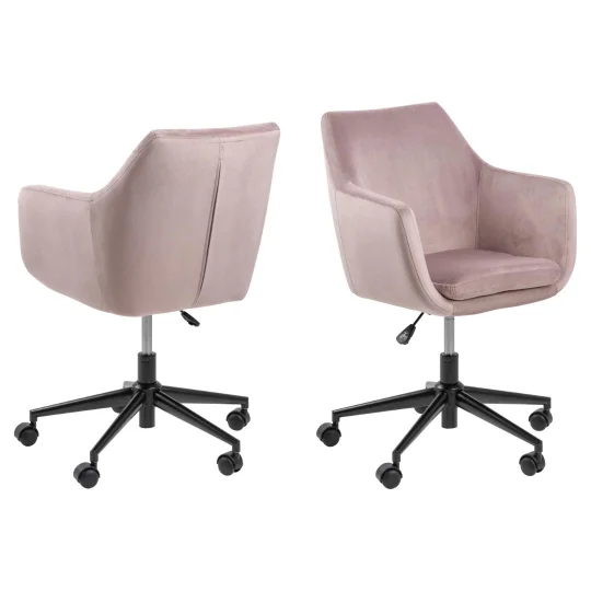 Krzesło biurowe tapicerowane SAMUEL różowe - Zdjęcie 2