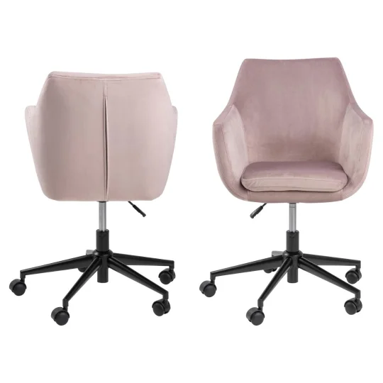 Krzesło biurowe tapicerowane SAMUEL różowe - Zdjęcie 3