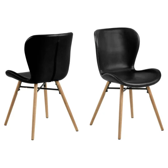 Krzesło z ekoskóry EVA czarne - nogi drewniane - Zdjęcie 2