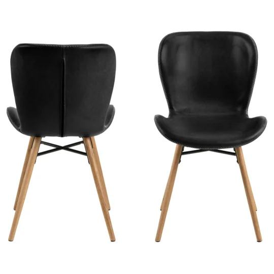 Krzesło z ekoskóry EVA czarne - nogi drewniane - Zdjęcie 3