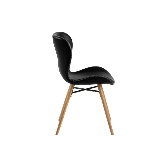 Krzesło z ekoskóry EVA czarne - nogi drewniane - Zdjęcie 4
