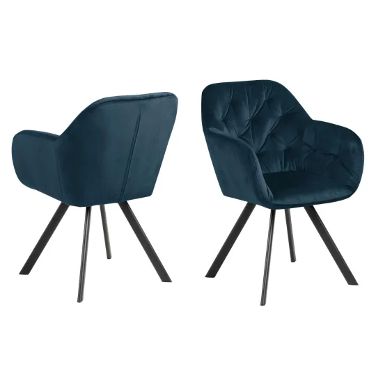 Krzesło tapicerowane HUGO niebieskie - Zdjęcie 2