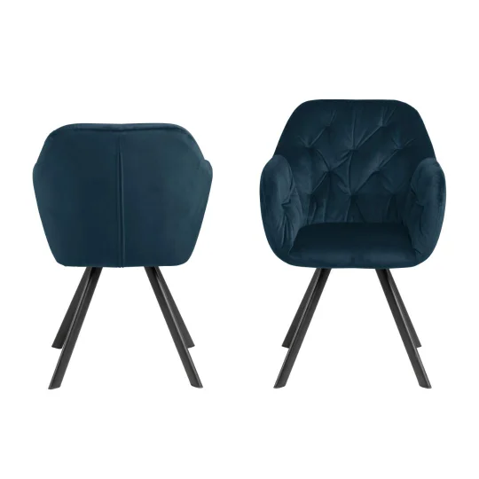 Krzesło tapicerowane HUGO niebieskie - Zdjęcie 3
