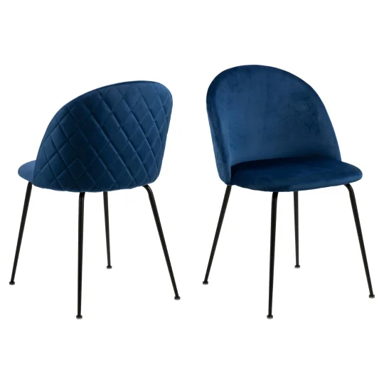 Krzesło tapicerowane NASH niebieskie - nogi czarne - Zdjęcie 2