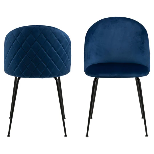 Krzesło tapicerowane NASH niebieskie - nogi czarne - Zdjęcie 3