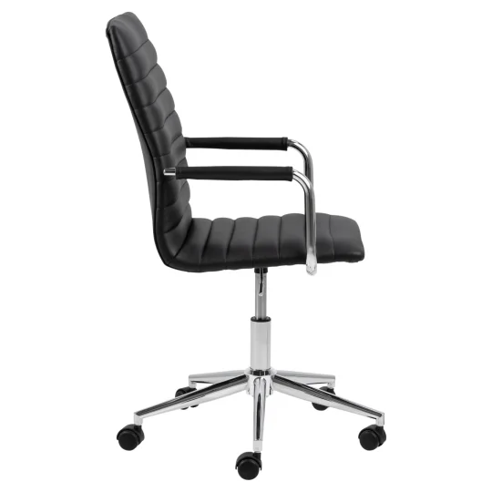 Krzesło biurowe z ekoskóry IRIDA czarne - podstawa chromowana - Zdjęcie 4