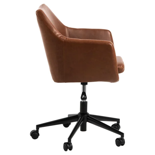 Krzesło biurowe z ekoskóry SAMUEL brązowe - Zdjęcie 4