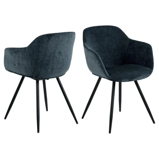 Krzesło tapicerowane ALBA ciemnoniebieskie - Zdjęcie 2