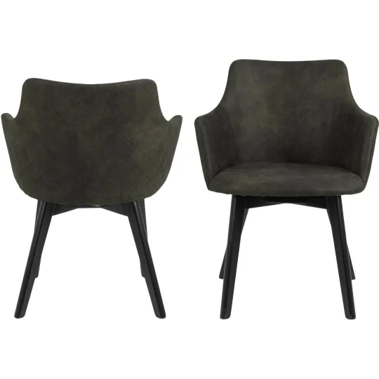 Krzesło tapicerowane SAVINA ciemnozielone - nogi czarne - Zdjęcie 2