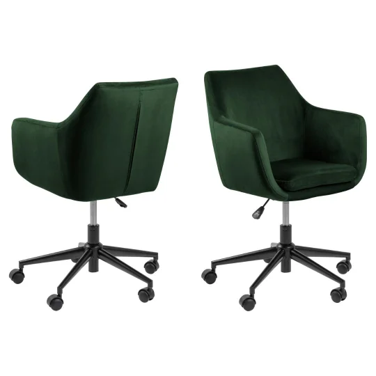 Krzesło biurowe tapicerowane SAMUEL ciemnozielone - Zdjęcie 2