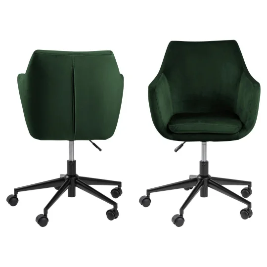 Krzesło biurowe tapicerowane SAMUEL ciemnozielone - Zdjęcie 3