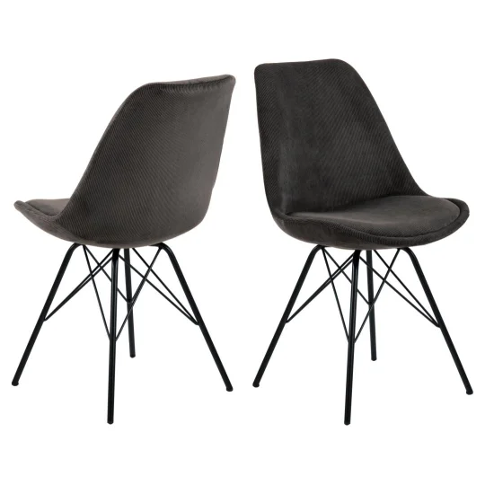 Krzesło tapicerowane LUKE szare prążkowane - nogi czarne - Zdjęcie 2