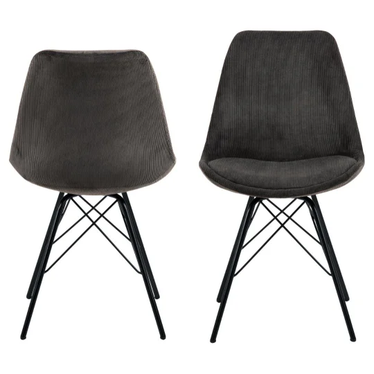 Krzesło tapicerowane LUKE szare prążkowane - nogi czarne - Zdjęcie 3