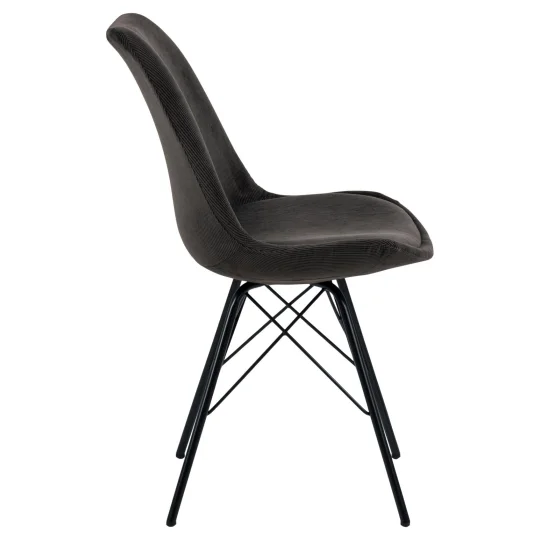 Krzesło tapicerowane LUKE szare prążkowane - nogi czarne - Zdjęcie 4