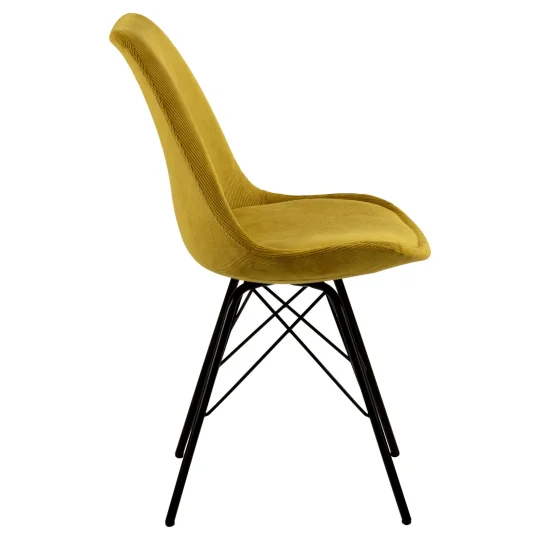 Krzesło tapicerowane LUKE żółte prążkowane - nogi czarne - Zdjęcie 4