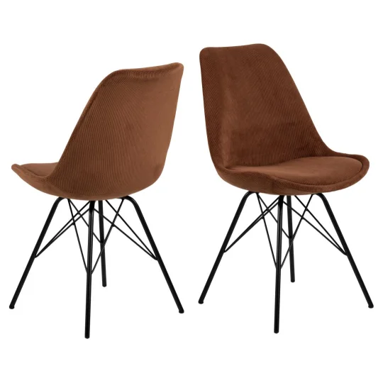 Krzesło tapicerowane LUKE brązowe prążkowane - nogi czarne - Zdjęcie 2