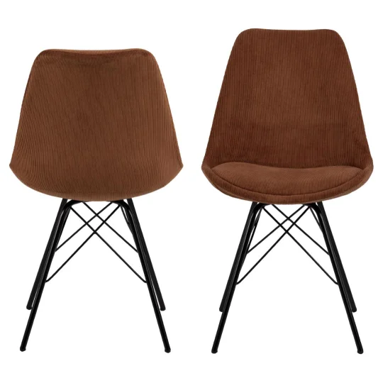 Krzesło tapicerowane LUKE brązowe prążkowane - nogi czarne - Zdjęcie 3
