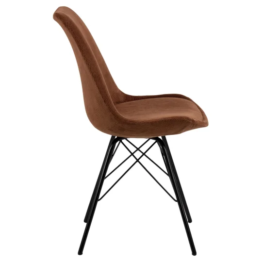 Krzesło tapicerowane LUKE brązowe prążkowane - nogi czarne - Zdjęcie 4