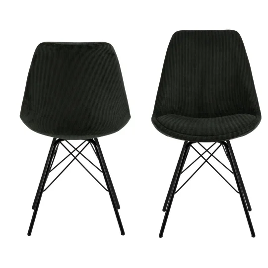 Krzesło tapicerowane LUKE ciemnozielone prążkowane - nogi czarne - Zdjęcie 3