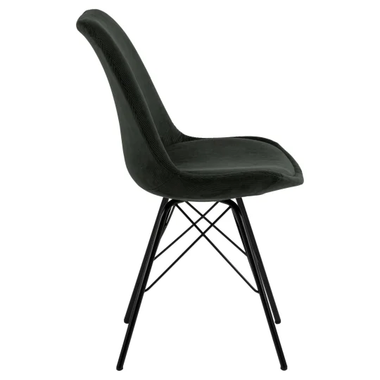 Krzesło tapicerowane LUKE ciemnozielone prążkowane - nogi czarne - Zdjęcie 4