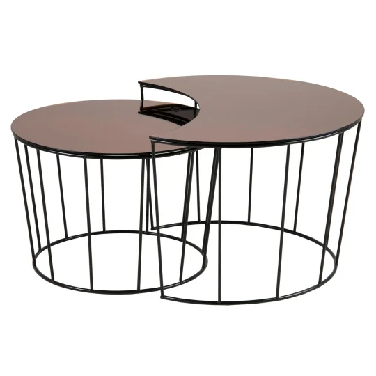 Podwójny stolik kawowy LUGO brązowy - Zdjęcie 2