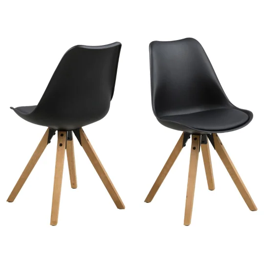 Krzesło z ekoskóry NICO czarne - nogi drewniane - Zdjęcie 2