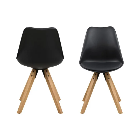Krzesło z ekoskóry NICO czarne - nogi drewniane - Zdjęcie 3