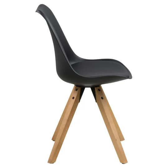 Krzesło z ekoskóry NICO czarne - nogi drewniane - Zdjęcie 4