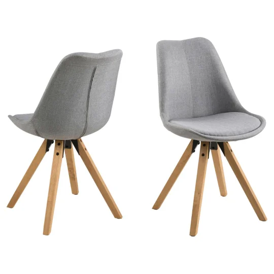 Krzesło tapicerowane NICO jasnoszare - nogi drewniane - Zdjęcie 3