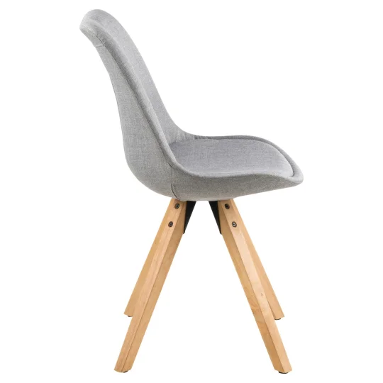 Krzesło tapicerowane NICO jasnoszare - nogi drewniane - Zdjęcie 2