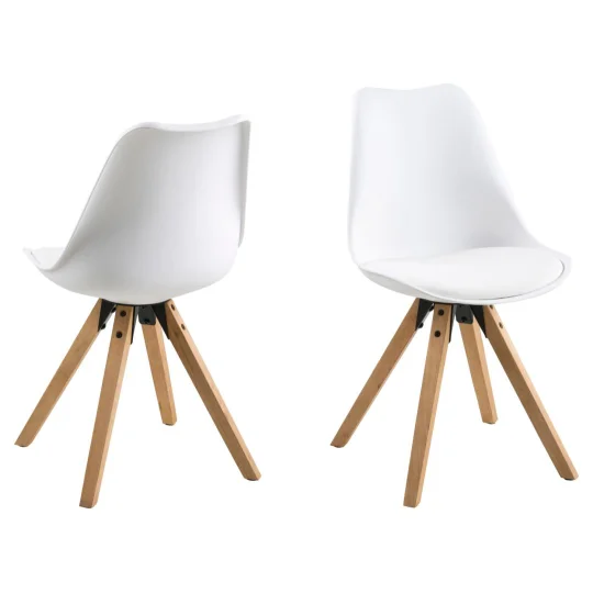Krzesło z ekoskóry NICO białe - nogi drewniane - Zdjęcie 2
