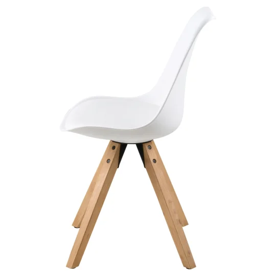 Krzesło z ekoskóry NICO białe - nogi drewniane - Zdjęcie 5