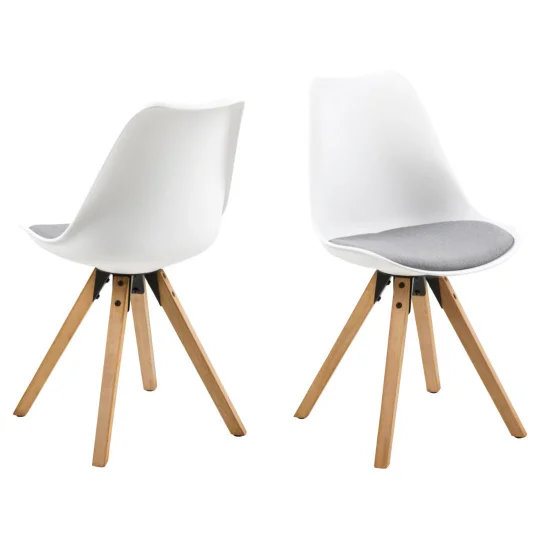Krzesło NICO białe/szare - nogi drewniane - Zdjęcie 2