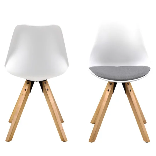 Krzesło NICO białe/szare - nogi drewniane - Zdjęcie 3