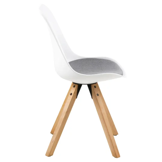 Krzesło NICO białe/szare - nogi drewniane - Zdjęcie 4