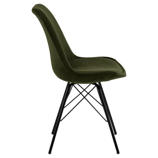 Krzesło tapicerowane LUKE oliwkowe prążkowane - nogi czarne - Zdjęcie 4