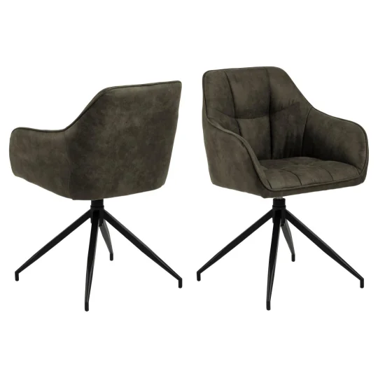 Obrotowe krzesło tapicerowane NOLAN ciemnozielone - Zdjęcie 2