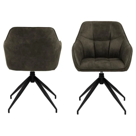 Obrotowe krzesło tapicerowane NOLAN ciemnozielone - Zdjęcie 3
