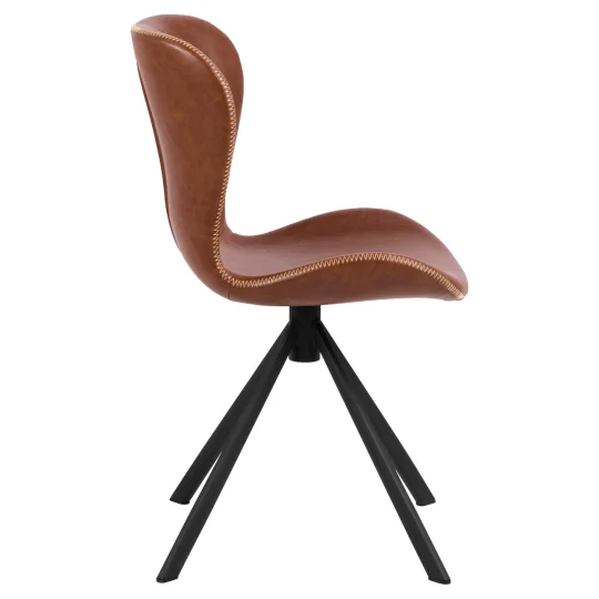 Krzesło z ekoskóry NORA brązowe - Zdjęcie 3