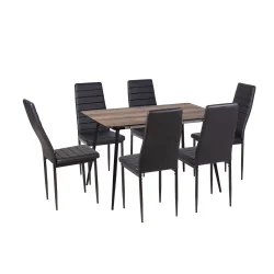Stół MELTON 120/160 + 6 krzeseł MATI czarny