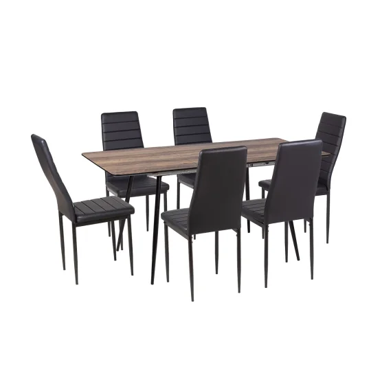 Stół MELTON 120/160 + 6 krzeseł MATI czarny - Zdjęcie 2