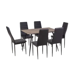 Stół HOBART 120x80 + 6 krzeseł MATI czarny