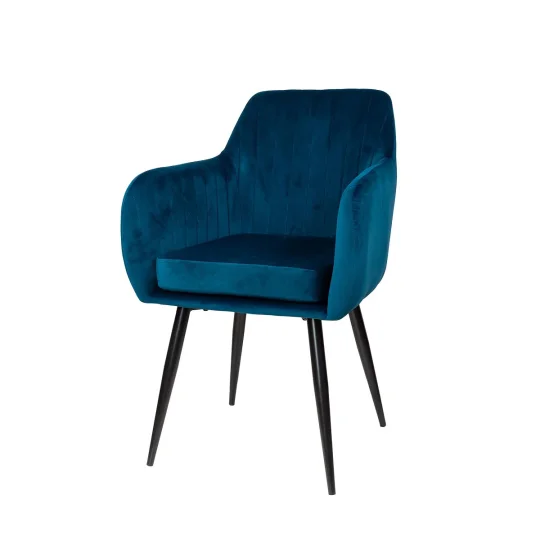 Stół RUBBO fi 105 drewniany + 4 krzesła MUNIOS BIS niebieski - Zdjęcie 3