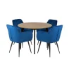 Stół RUBBO fi 105 drewniany + 4 krzesła MUNIOS BIS niebieski