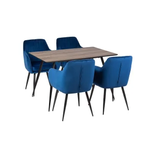 Stół HOBART 120x80 + 4 krzesła MUNIOS BIS niebieski