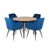 Stół LEVIN fi 110 + 4 krzesła MUNIOS BIS niebieski