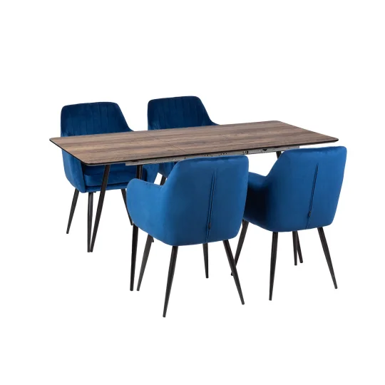 Stół MELTON 120/160 + 4 krzesła MUNIOS BIS niebieski - Zdjęcie 2